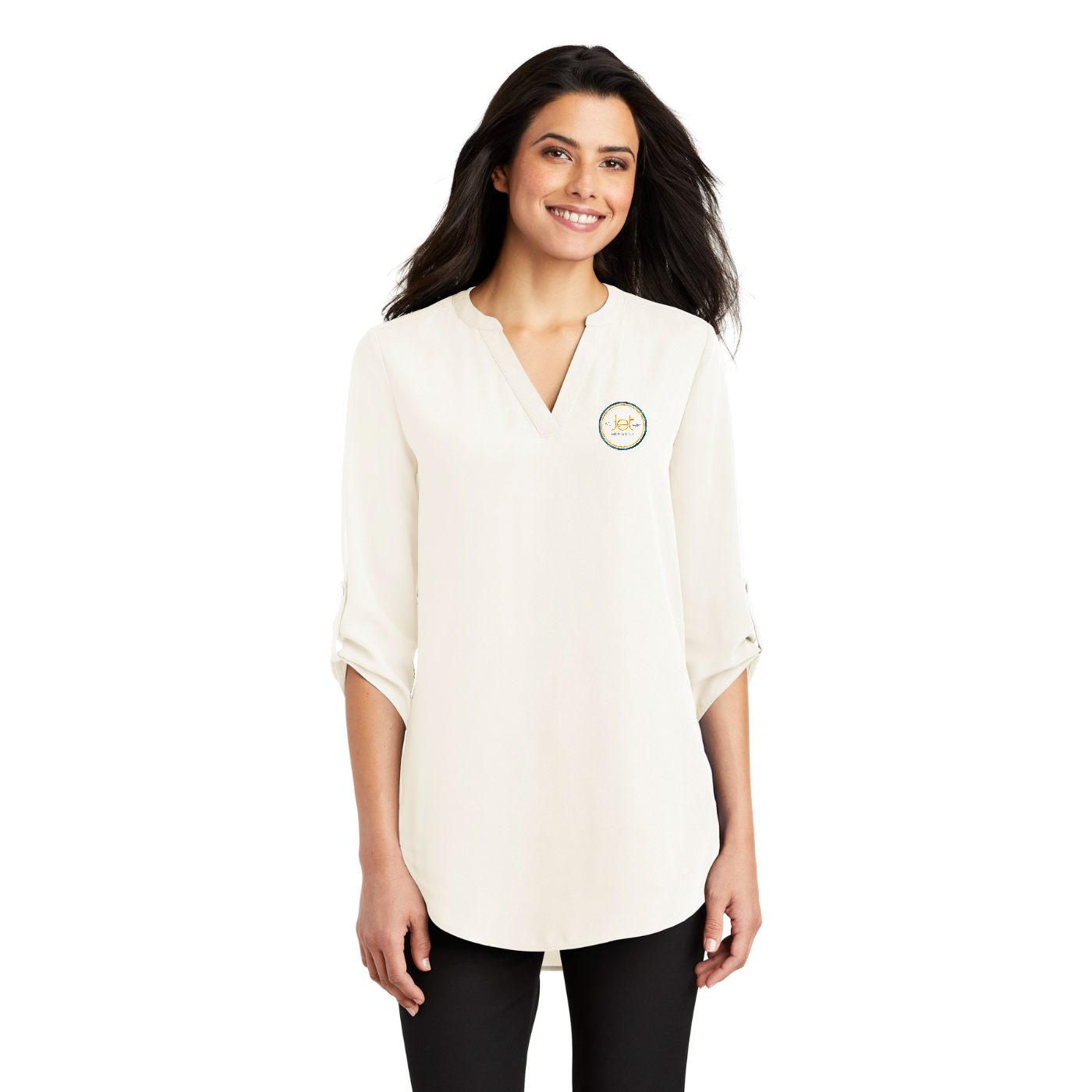 Port Authority Women's 3/4-Sleeve Tunic Blouse — model