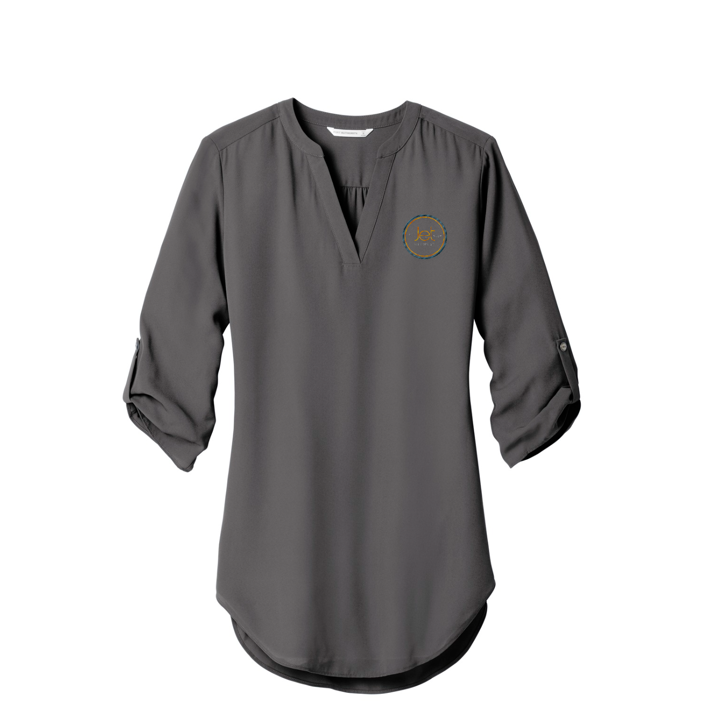 Port Authority Women's 3/4-Sleeve Tunic Blouse — Sterling Grey
