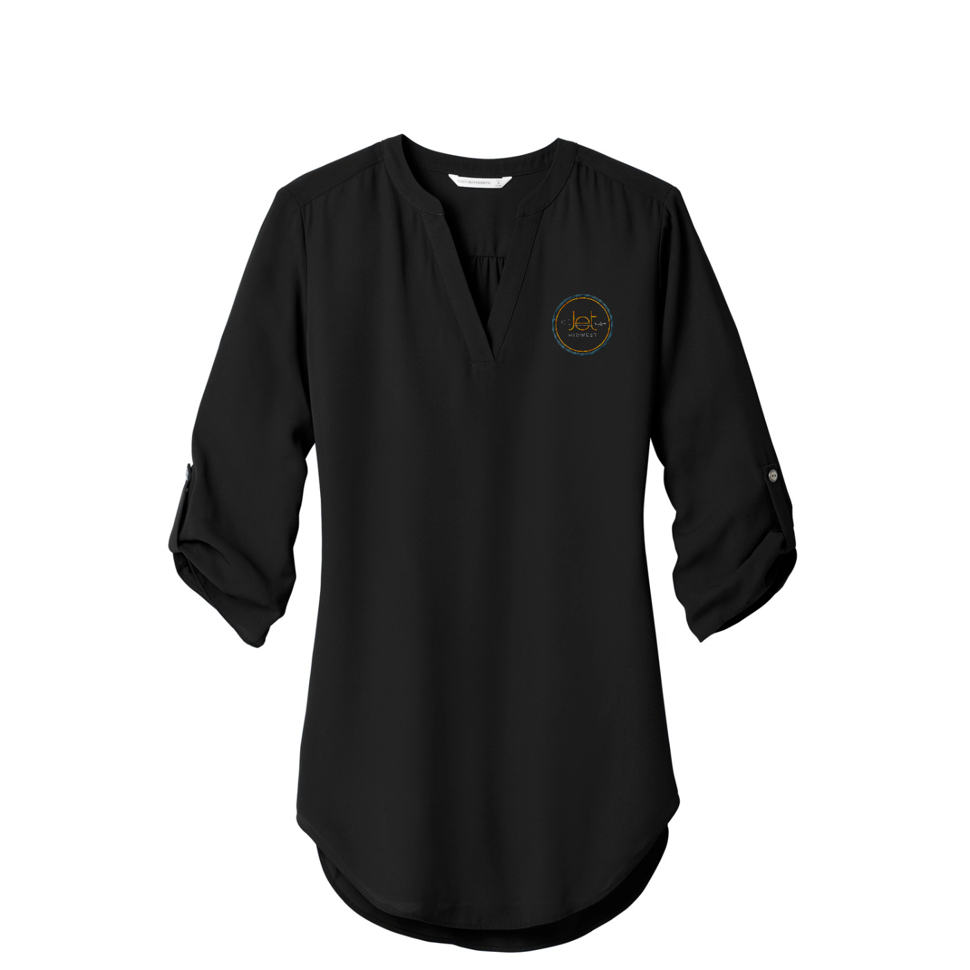 Port Authority Women's 3/4-Sleeve Tunic Blouse — Black