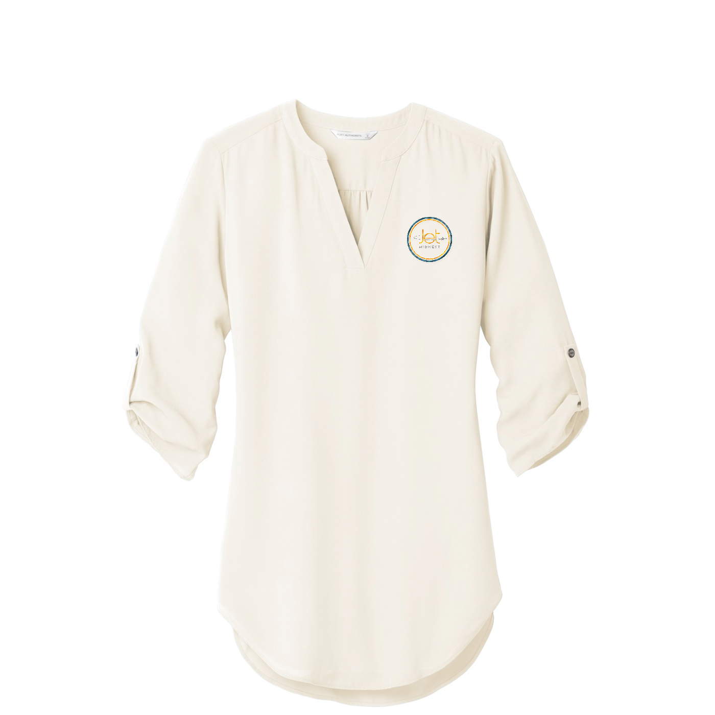Port Authority Women's 3/4-Sleeve Tunic Blouse — Ivory Chiffon