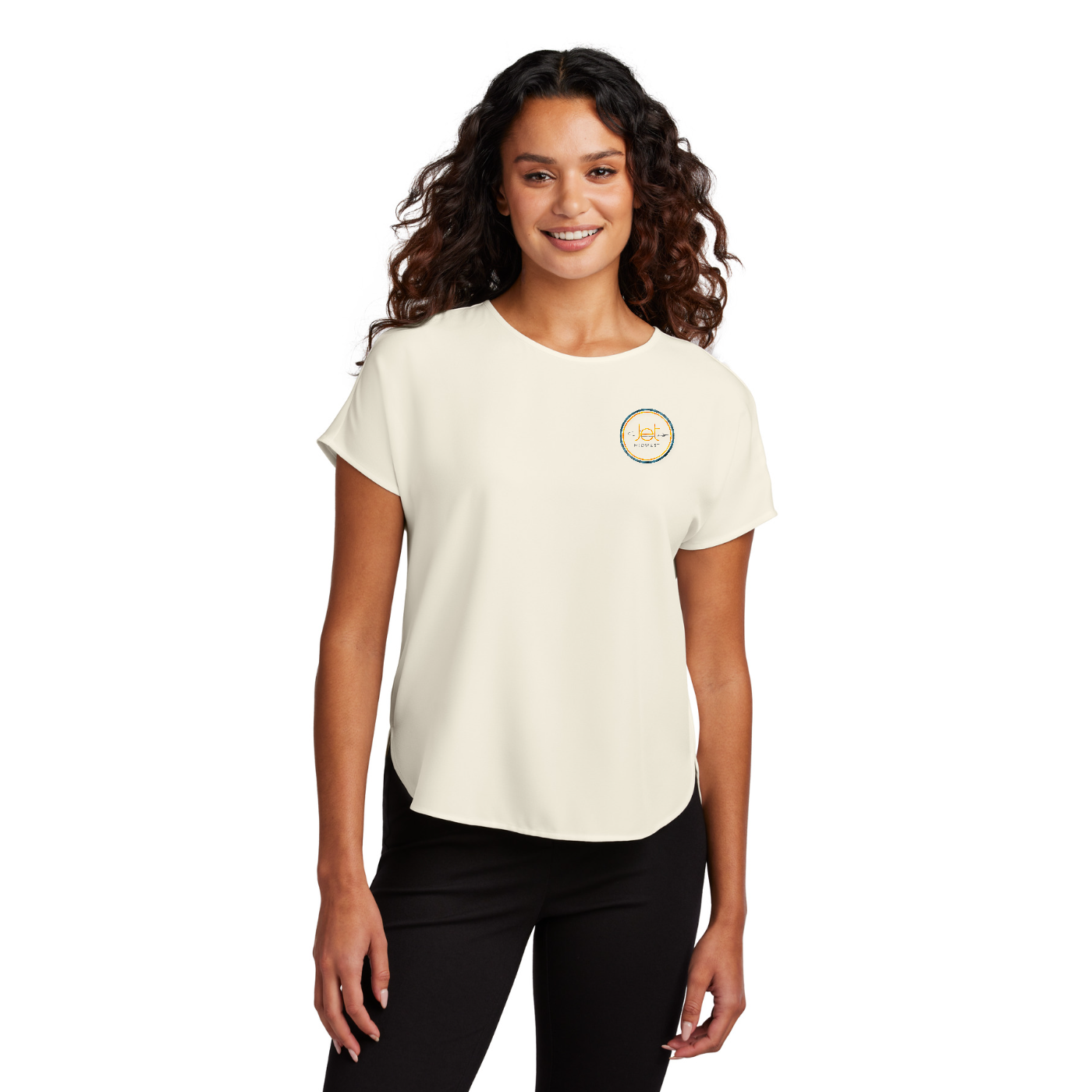 Mercer+Mettle Women's Stretch Crepe Crew — model